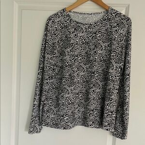 Lands' End Black and White Paisley Swim Shirt